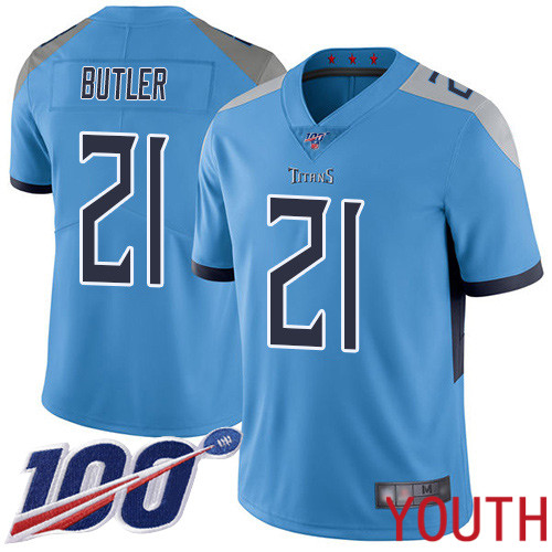 Tennessee Titans Limited Light Blue Youth Malcolm Butler Alternate Jersey NFL Football #21 100th Season Vapor Untouchable